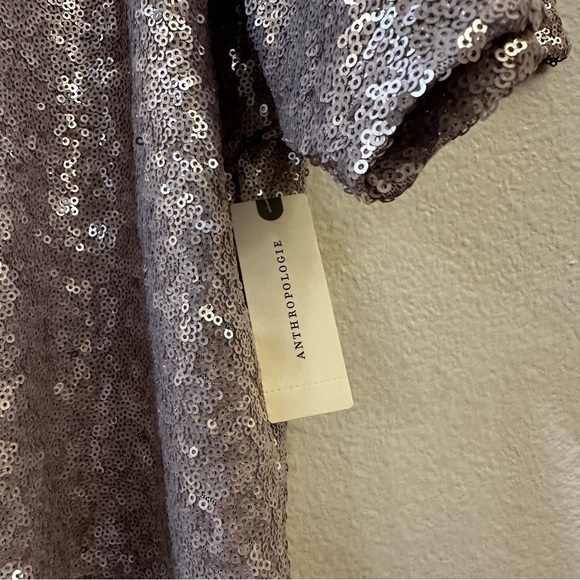 Anthropologie by Anthropologie Sequin Cropped Tee Grey Size XL - Picture 7 of 11